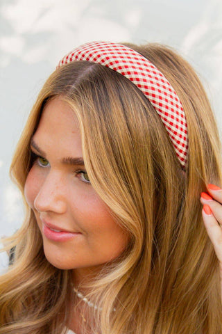 Red Checked Headband