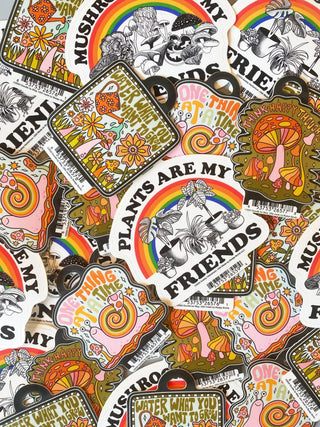 Think Happy Thoughts Mushroom Sticker