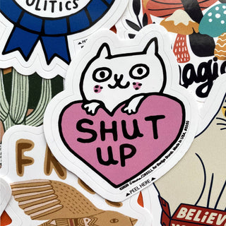 Shut Up Cat Sticker