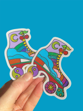 Roller Skate Glitter Sticker
