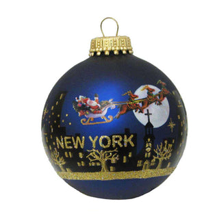 New York Santa Skyline Glass Ball Ornament