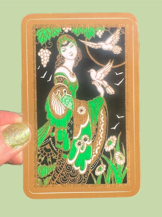 Green Bird Goddess Sticker