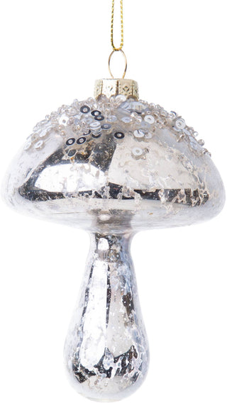 Glitter Disco Glass Mushroom Ornament