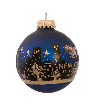 New York Santa Skyline Glass Ball Ornament