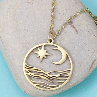 Celestial Silhouette Wave Necklace