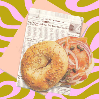 Retro NYC Lox Bagel Postcard