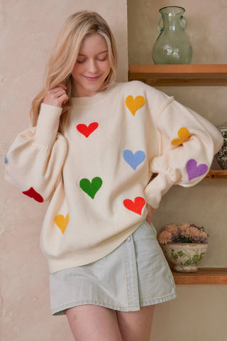 Sweet Hearts Round Neck Sweater