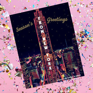 Rockefeller at Night Holiday Greeting Card