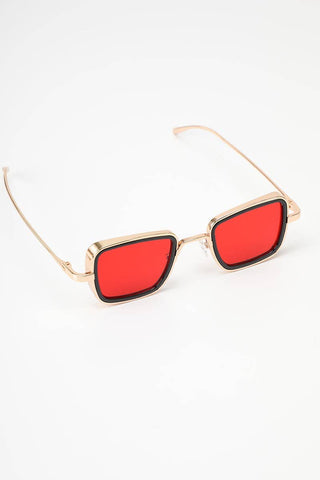 Tinted Metal Frame Rectangular Sunglasses