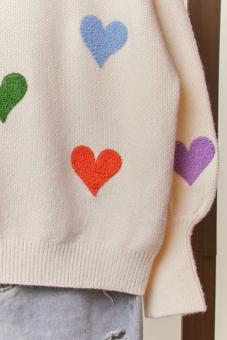 Sweet Hearts Round Neck Sweater