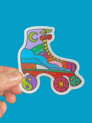 Roller Skate Glitter Sticker