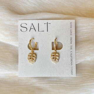 Monstera Leaf Huggie Hoops
