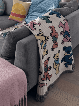 Grateful Dead Marching Bears Woven Cotton Blanket