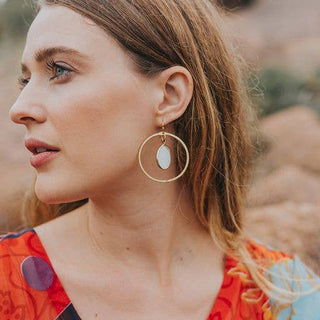 Dhavala Gold Hoop Dangle Earrings