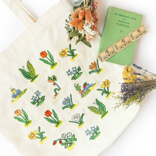 Lowly Worm Floral Embroidered Tote