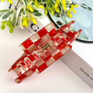 Red Checkerboard Hair Claw Clip