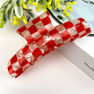 Red Checkerboard Hair Claw Clip