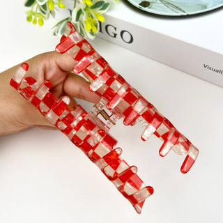 Red Checkerboard Hair Claw Clip