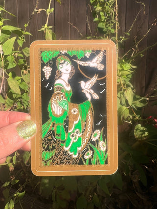 Green Bird Goddess Sticker