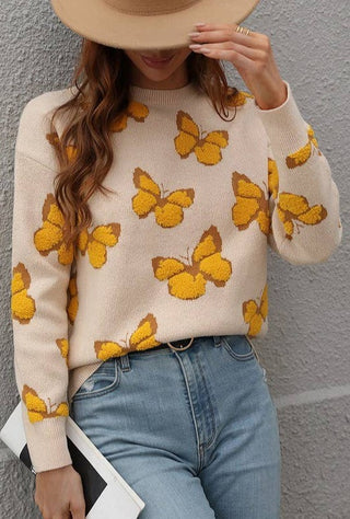 Butterfly Long Sleeve Casual Sweater