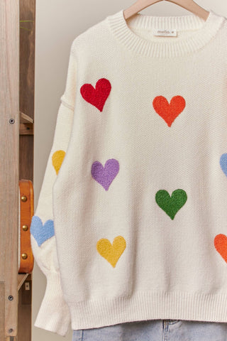 Sweet Hearts Round Neck Sweater