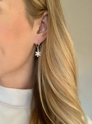 Snowflake Silver Hoop Earrings
