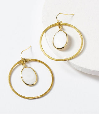 Dhavala Gold Hoop Dangle Earrings