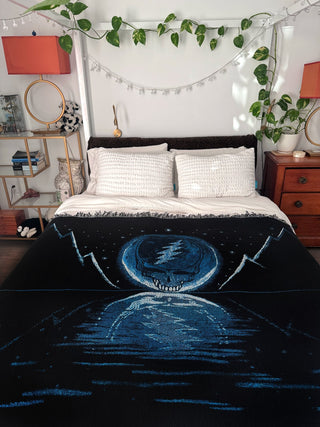 Grateful Dead Blue Moon Steal Your Face Woven Cotton Blanket