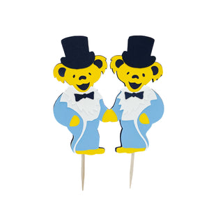 Grateful Dead Wedding Bears Two Grooms Cake Topper