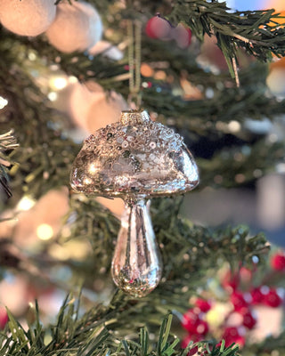 Glitter Disco Glass Mushroom Ornament