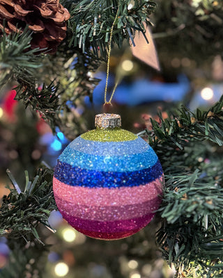 Multicolor Glitter Glass Ball Ornament
