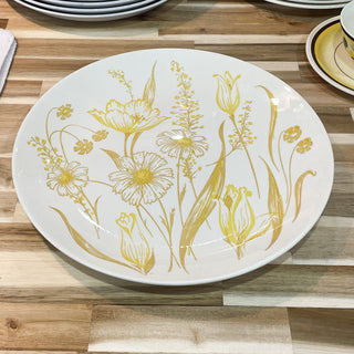 Vintage 1970s Yellow Floral 11.5" Dinner Plate