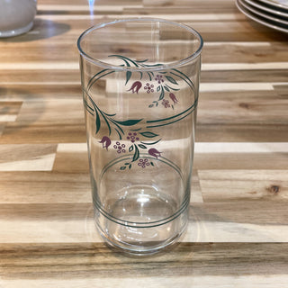Vintage 1980s Libbey Pink & Green Flower Tumbler Glass
