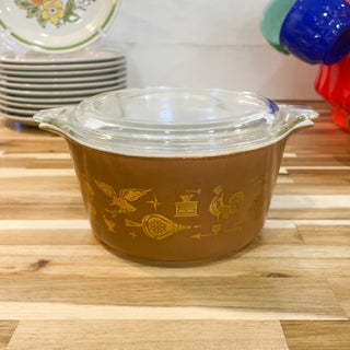 Pyrex Early American 473 Casserole Dish with Lid
