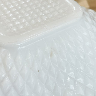 Vintage MCM Hobnail Diamond Cut Hazel Atlas Square Milk Glass Dish
