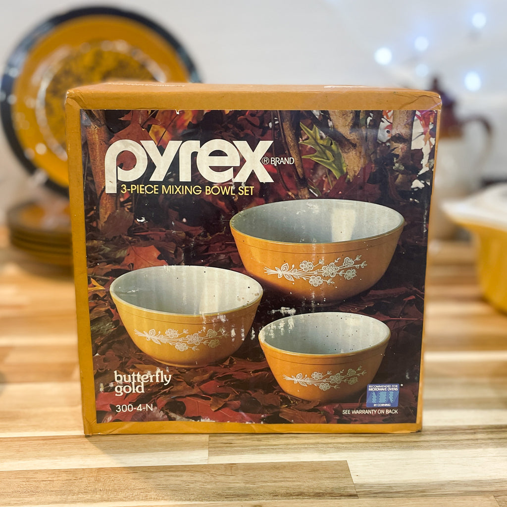 Vintage Pyrex Butterfly Gold Mixing Bowls UNOPENED/SEALED – Little
