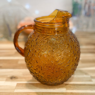 Vintage MCM 1960's Anchor Hocking Amber Glass Pitchers