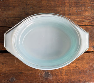 Vintage Pyrex 043 Turquoise Snowflake 1 1/2 Qt Casserole Dish