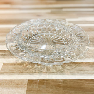 Vintage MCM Diamond Cut Lidded Glass Serving Dish Tray