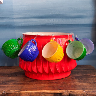 Vintage Mid-Century Jeanette Glass Company Slick and Sassy Punch Bowl Set