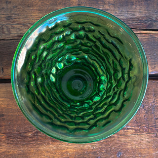 Vintage MCM E.O. Brody Green Crinkle Glass Vase