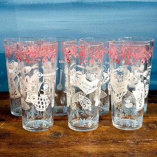 Vintage MCM Hazel Atlas Kitchen Aids Tall Drinking Glasses