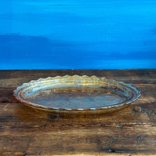 Vintage MCM 1950s Jeanette Glass Oval Marigold Iridescent Platter Tray
