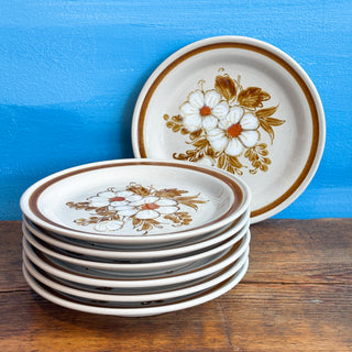 Vintage 1970s Mountain Wood Dried Flowers Salad Plates
