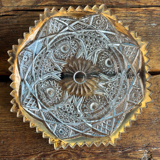 Vintage MCM Gold Rimmed Depression Glass Serving Tray