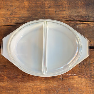 Vintage Pyrex 1960s Early American Divided Casserole Dish with Lid