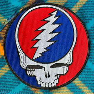 Grateful Dead Blue and Orange Plaid Fleece Dog Coat