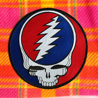 Grateful Dead Orange Pastel Plaid Fleece Dog Coat