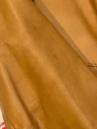 Vintage 1970s Crop Caramel Zip Up Leather Jacket with Beagle Collar