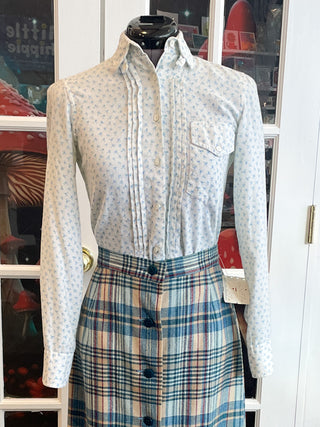 Vintage DEADSTOCK Young Pendletons Blue Plaid Long Maxi Wool Skirt